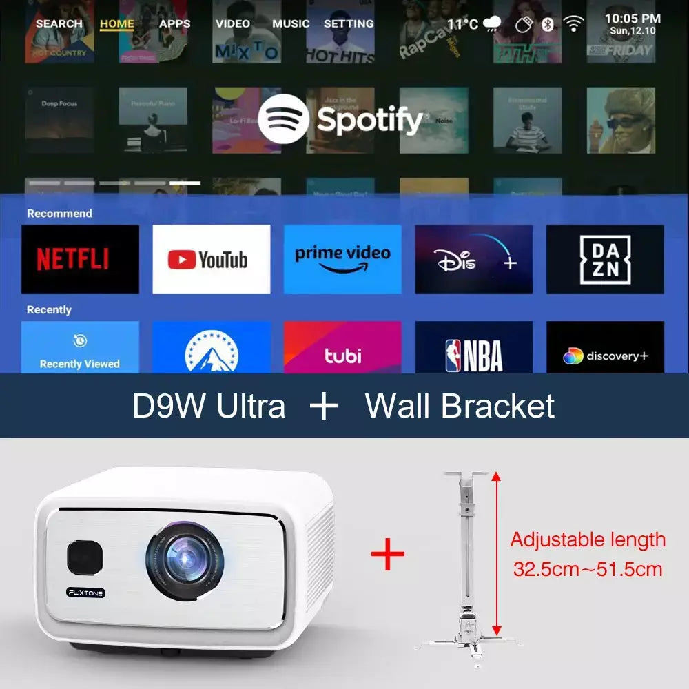 FlixTone D9W Ultra 3000 ANSI Full HD 1080P Projetor para filmes Android WiFi 6 Projetor de feixe de home theater para vídeo ao ar livre projetores no brasil