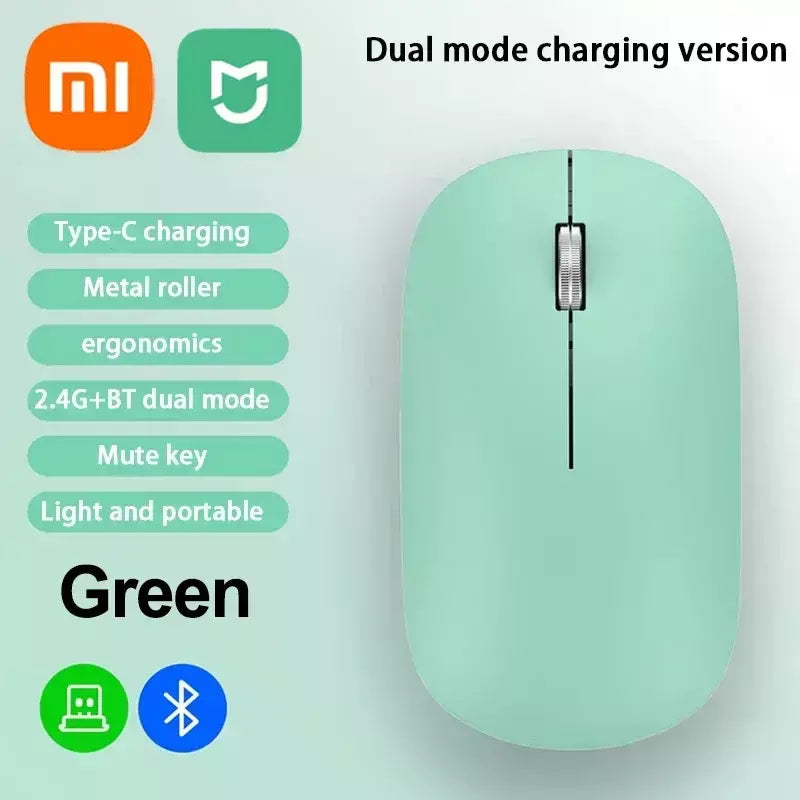 Xiaomi silencioso mouse sem fio de modo duplo tipo-c carregamento 2.4g dpi ajustável recarregável ergonômico morandi mouse de escritório portátil