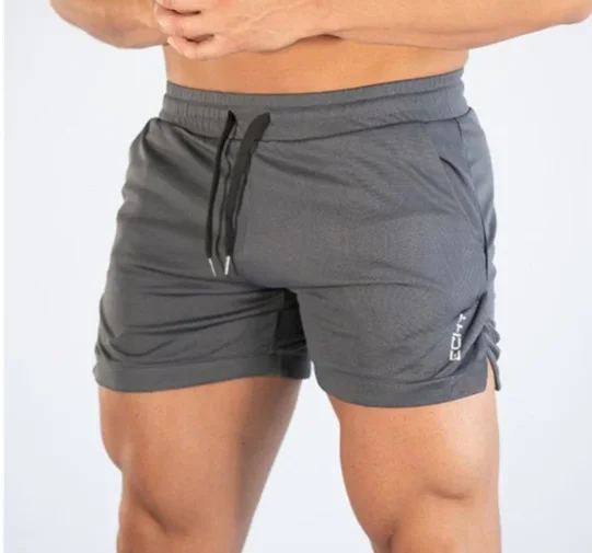 Calções masculinos de esportes fitness, calções masculinos de treino de ginástica, calções de malha respirável, calças curtas de praia secagem rápida, roupas esportivas, verão, 2023