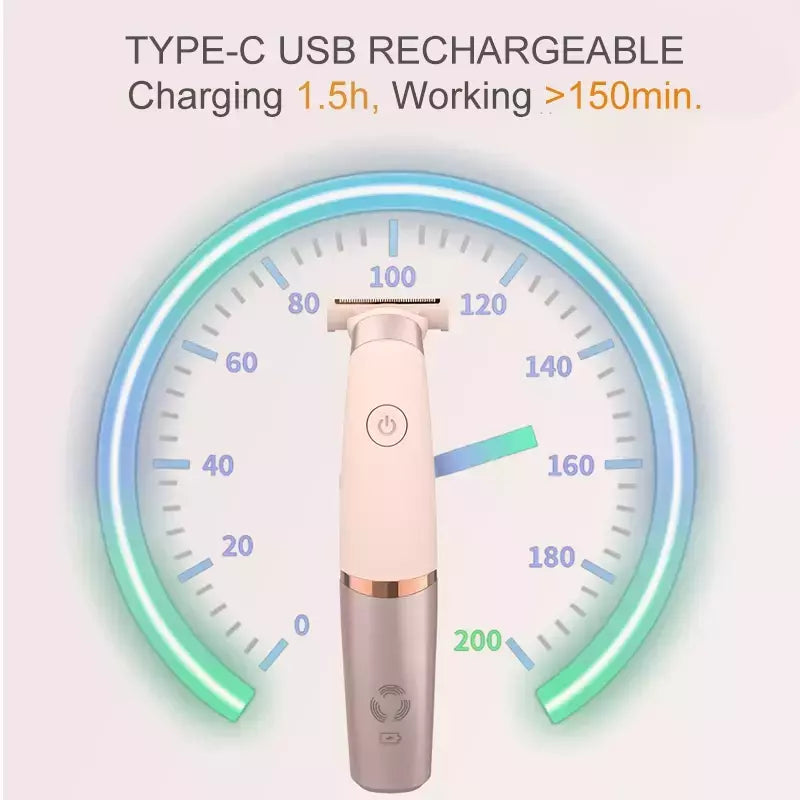 Portátil USB recarregável indolor feminino barbeador, perna e axila cabelo, aparador de barbear elétrico para mulheres, senhoras