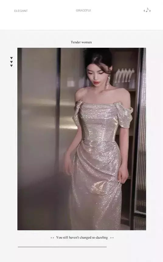 Vestido sereia ruched, lantejoulas sexy sem mangas, rabo de peixe leve, longo, cerimônia do anfitrião, vestido de baile de festa, banquete luxuoso