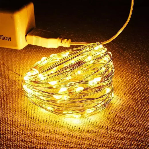 Impermeável USB LED String Lights, Silver Wire, Guirlanda, Luzes de fadas, Natal, Casamento, Feriado, Decoração do partido, 5m