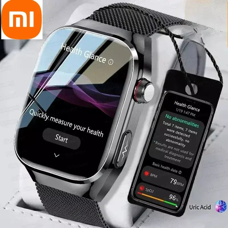 Xiaomi pressão arterial ácido úrico gordura corporal smartwatch micro exame físico órgão saúde relógios bluetooth chamada relógio inteligente