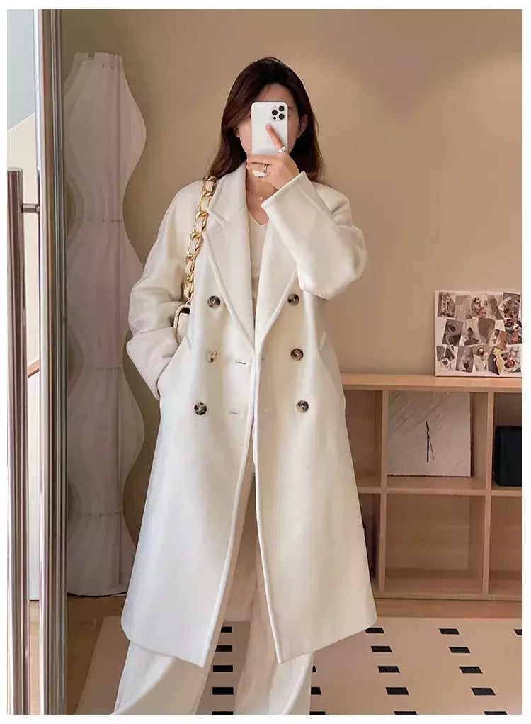 Casaco de Cashmere Camel Classic, casaco de lã de comprimento médio, novo, 101801, outono e inverno