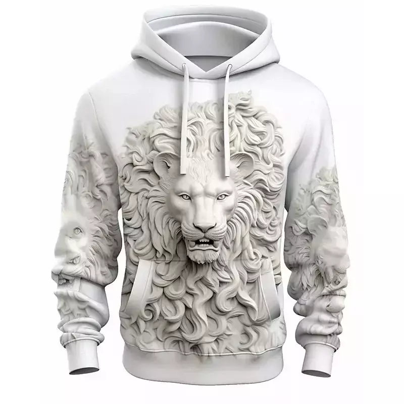 Moletom com capuz dragão estampado em 3D, pulôver casual, moletom de rua, roupas masculinas grandes, nova moda, outono e inverno