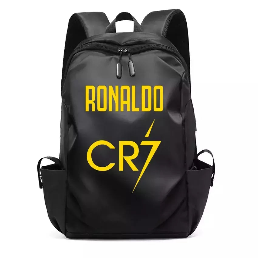 Mochila portátil impermeável para homens, mochila impressa super estrela do futebol, sacos de livros escolares universitários, menino e menina, CR7