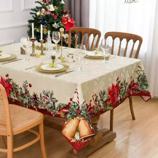 Feliz natal à prova dwaterproof água poliéster impresso retangular toalha de mesa festa decoração mesa de café toalha de mesa de férias decoração