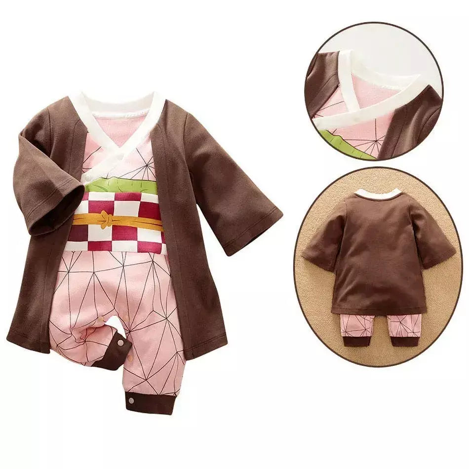 0-18 meses anime macacão de bebê recém-nascido cosplay traje infantil akatsuki nezuko tanjirou roupas de algodão meninos meninas crianças outfit