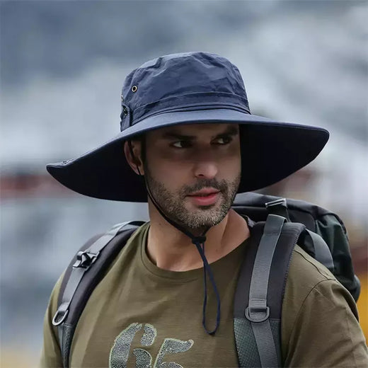 Tampão solar anti-UV respirável masculino, aba larga grande, chapéu de balde, chapéu de vaqueiro, pesca ao ar livre, caminhada, praia, malha, moda verão, novo, 2024