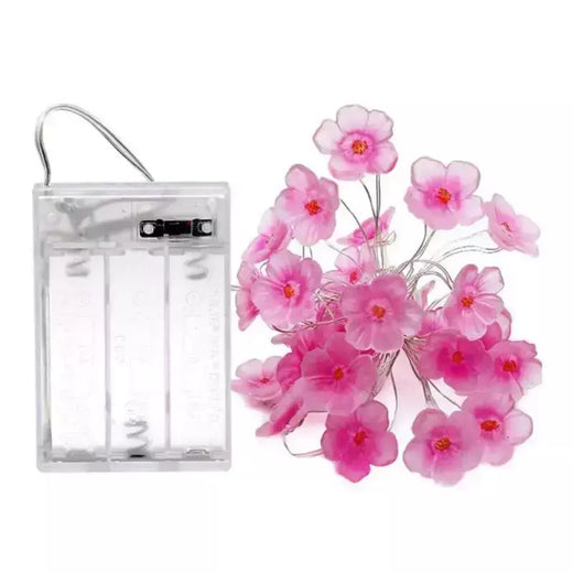 LED String Fairy Lights para decoração de interiores, flor de cerejeira, guirlanda lâmpada, pilhas, flores de cristal, casamento, Natal, 2m