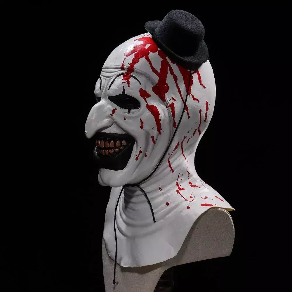 Horror Terrifier Palhaço Cosplay Máscara, Látex, Suave, Demônio, Mal, Coringa, Festa de Halloween, Fantasia, Adulto, Tamanho Único