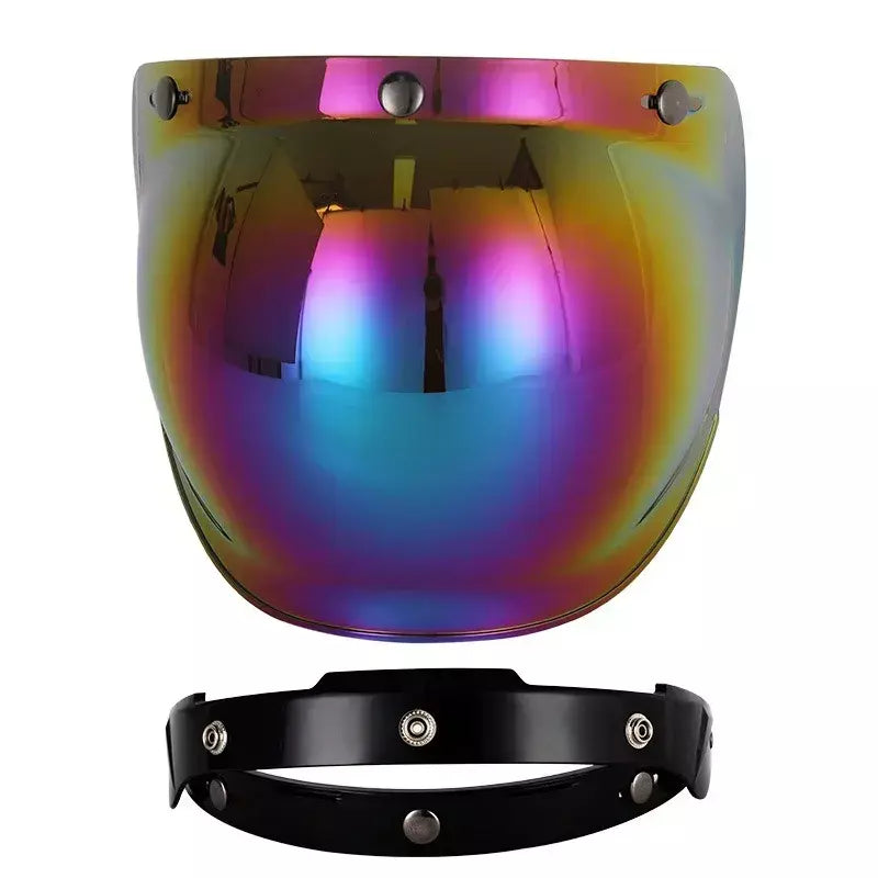 Capacete de motocicleta bolha escudo viseira anti-nevoeiro proteção uv lente hd para capacete retro rosto aberto meio capacete bolha óculos lente