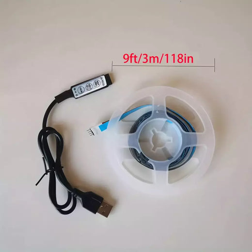 RGB LED Strip Light para Home Decor, Patch Lights, USB 5V, 3 Key Controller, Sala de estar, Quarto, TV, Bac, 5050SMD, 0.28FT, 16.4FT, 1 conjunto