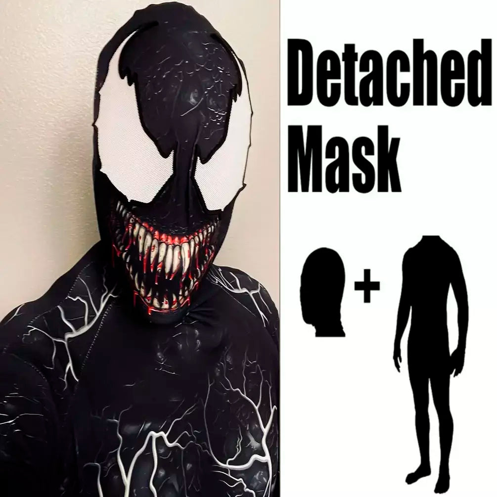 Novo halloween adultos veneno simbionte aranha cosplay traje bodysuit zentai segunda pele terno masculino festa macacão