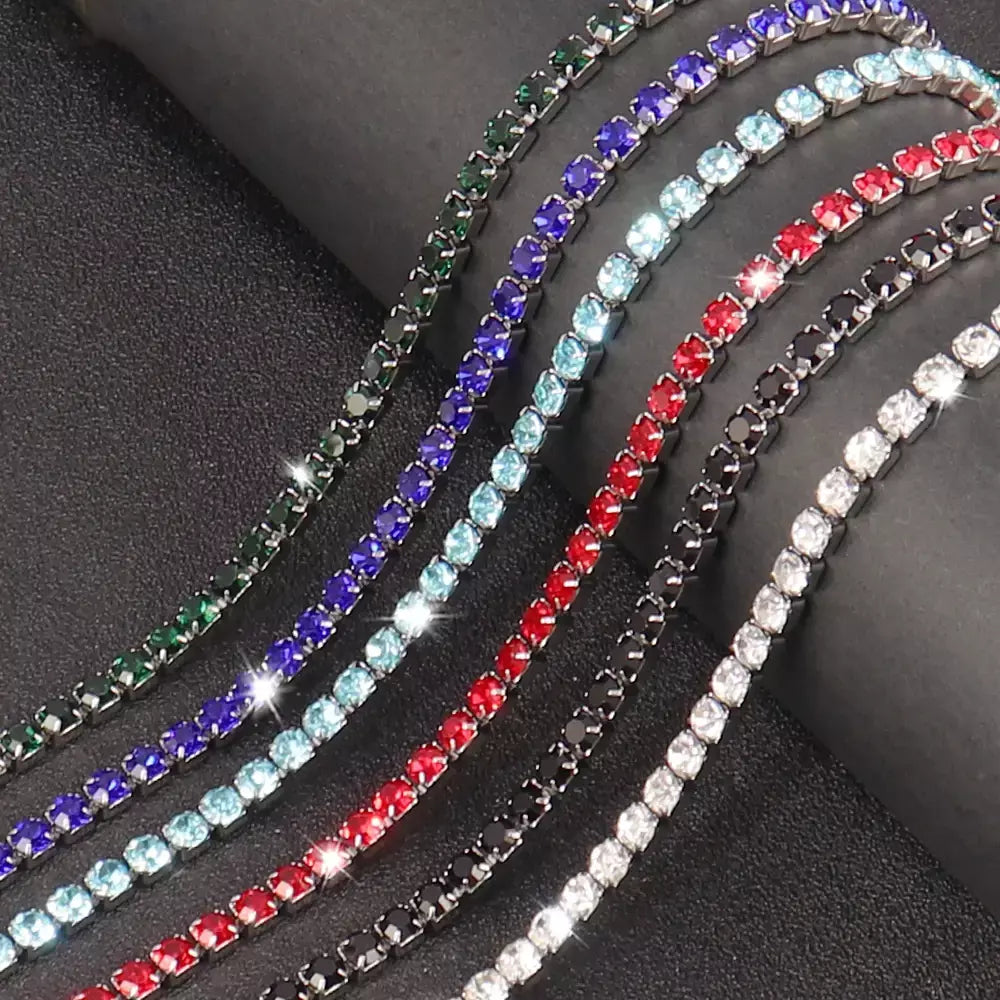 316l 4mm colar de aço inoxidável para mulheres hip hop tênis corrente colares cor cristal zircão gargantilha colar jóias