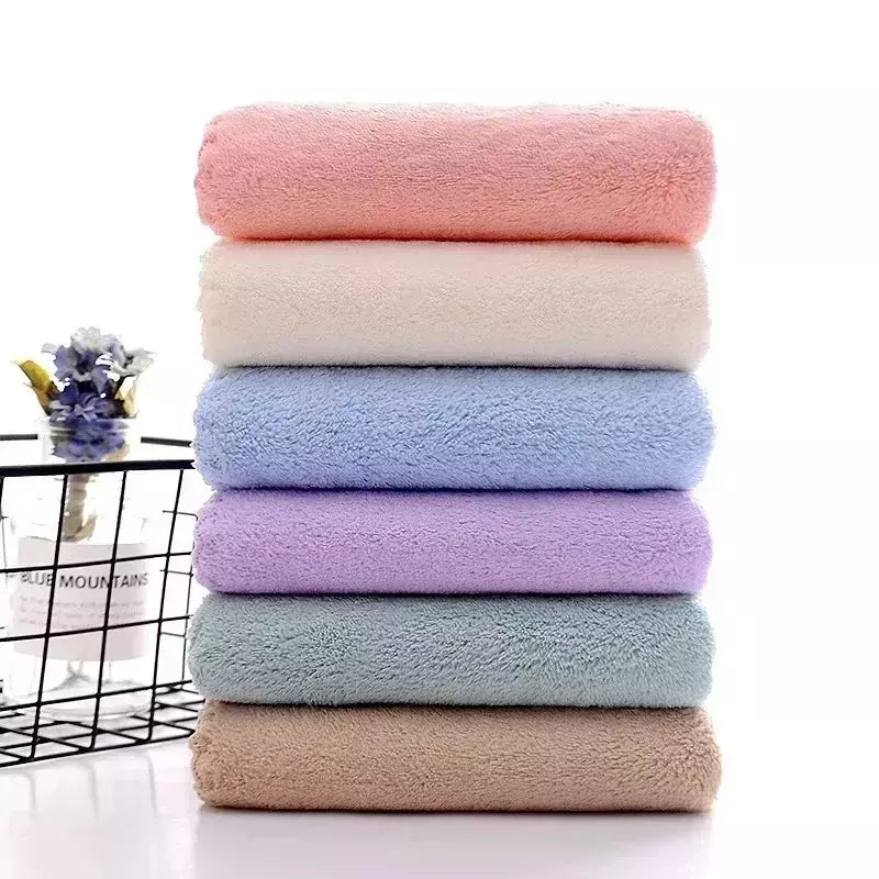 Toalha de rosto absorvente de microfibra grossa, alta densidade, velo coral, secagem rápida, macio, absorvente, limpo, rosto