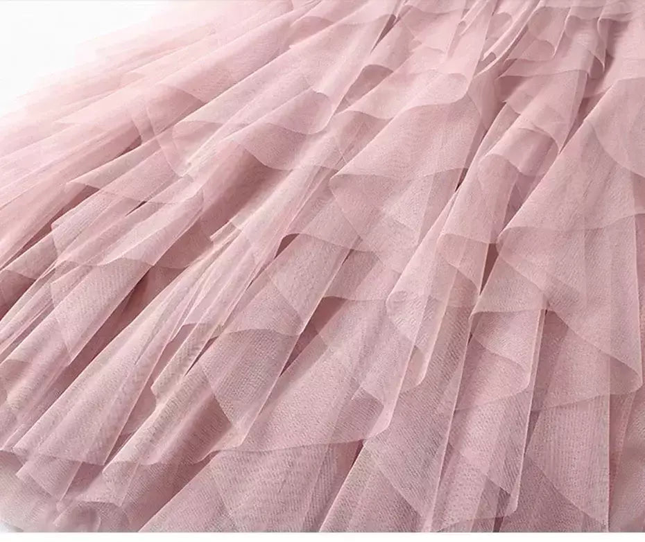 TIGENA-Tutu saia comprida de tule para mulheres, cintura alta, saia plissada, malha, rosa, moda coreana, fofa, estética, feminina, senhora, 2023