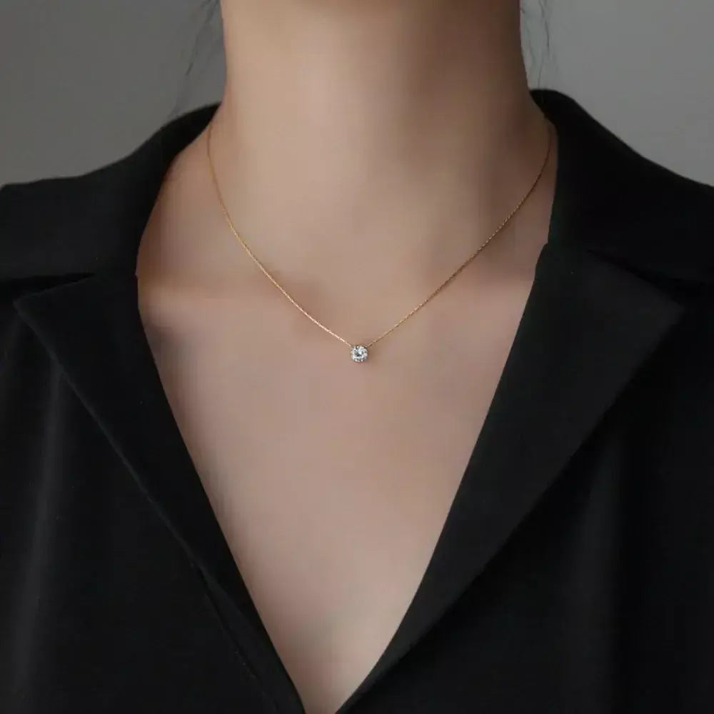 Moda de luxo aço inoxidável cor ouro 6 garra coração zircão pingente colar para mulher requintado não desbota colar jóias