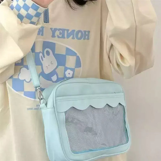 Japonês Harajuku Ita Bag para Mulheres, PU Transparente Bolso Itabag, Uniforme De Meninas Do Ensino Médio JK Crossbody Bolsa De Ombro, Bolsas