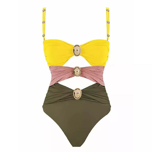 Hollowen-maiô de uma peça das mulheres com cobertura, swimwear sexy, fora do ombro trajes de banho, patchwork bathsuit, cinto bodysuit, Beachwear