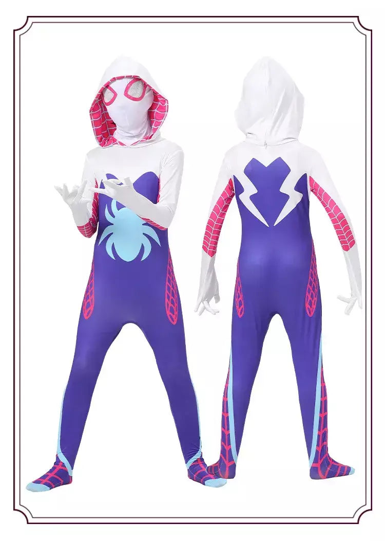 Meninas gwen fantasma aranha traje bodysuit halloween cosplay com capuz trajes de festa de férias fantasia sexy vestir-se hoodies maiô