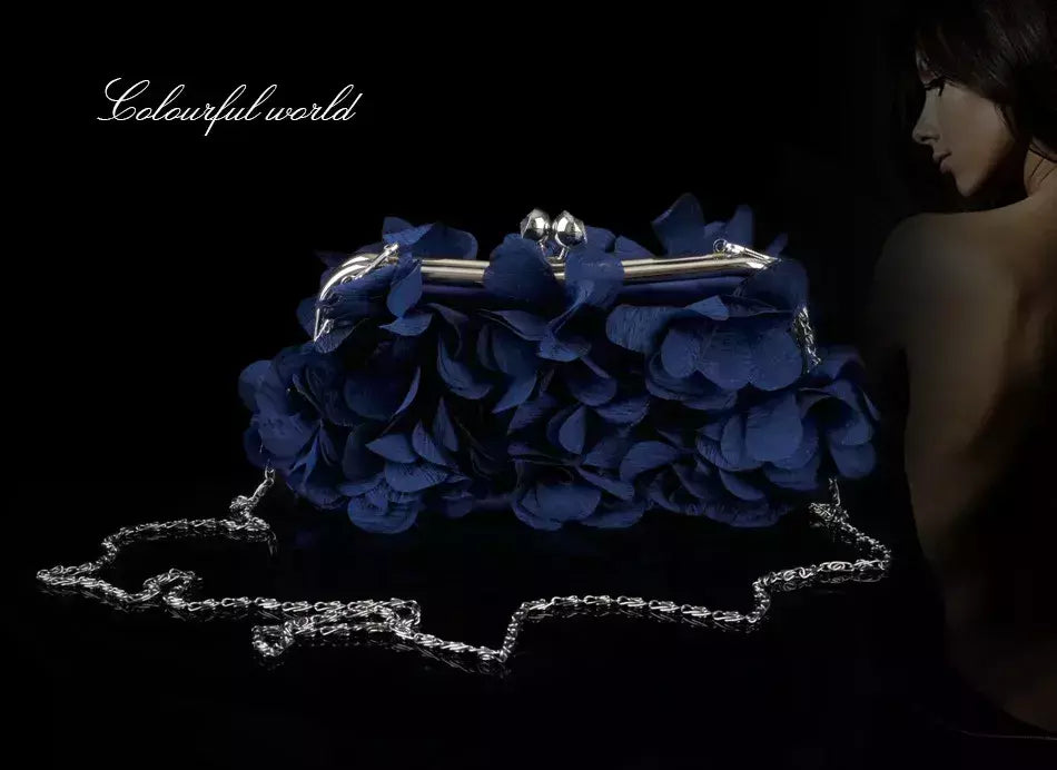 Bolsa de embreagem floral para mulheres, bolsa de casamento para noivas e senhoras, 8 cores, branco, azul, roxo, sacos de flores de noite