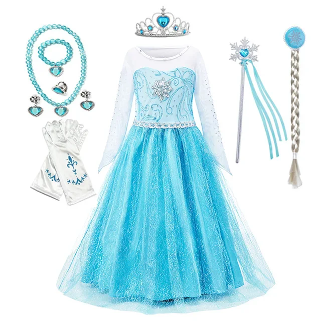 Elsa anna vestidos de princesa meninas malha lantejoulas vestido crianças cosplay neve rainha trajes halloween carnaval festa aniversário vestidos