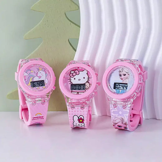Anime flash luz olá kitty crianças relógios para meninas dos desenhos animados do homem aranha crianças relógio meninos estudante relógio digital brinquedos presentes