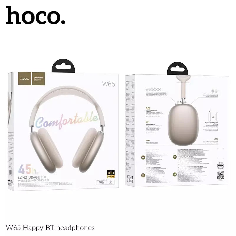 Hoco w65 novo bluetooth 5.4 fone de ouvido sobre a orelha grandes fones alta fidelidade áudio música esporte jogos para iphone android com microfone