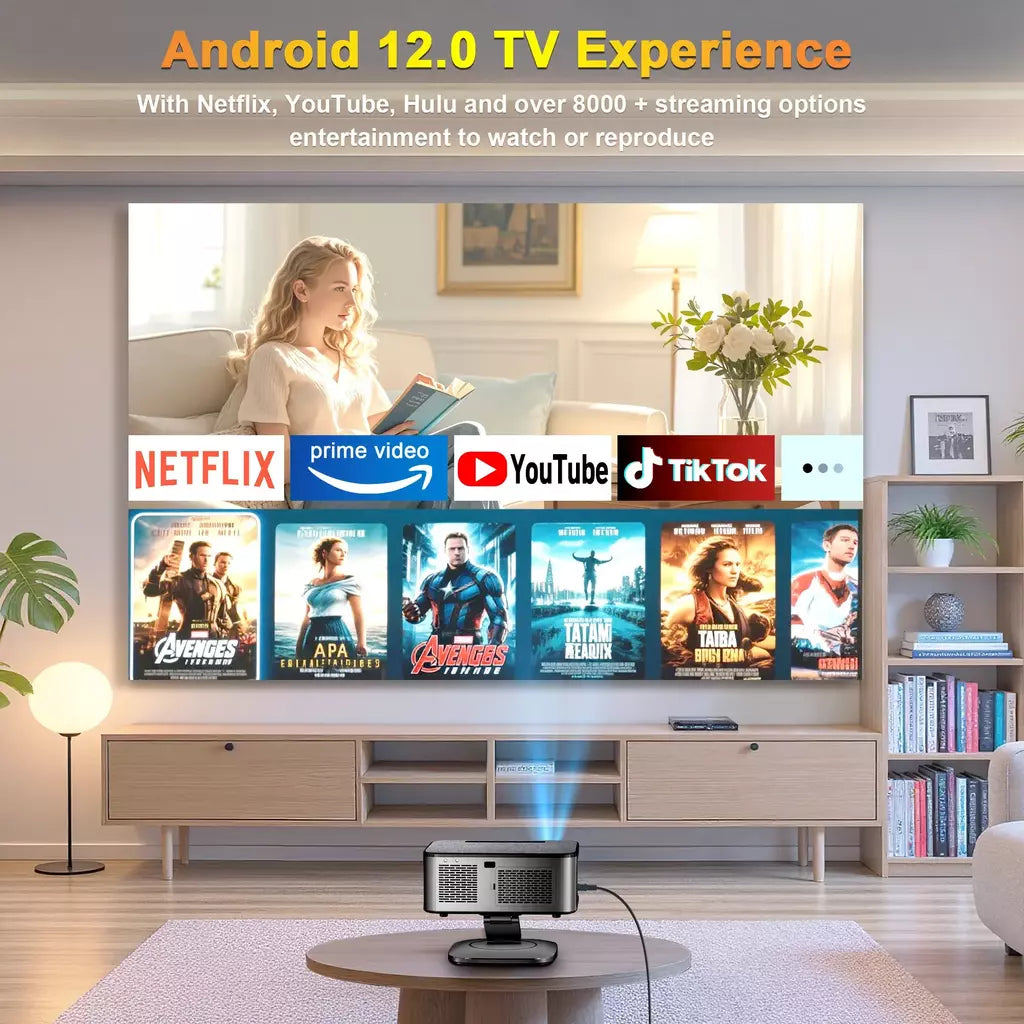 XWBSY 2025 T08 Projetor 40000Lumens Projetor Android 8K Decodificação Projetor AutoFocus Projetor LED 1080P Home Theater Beamer