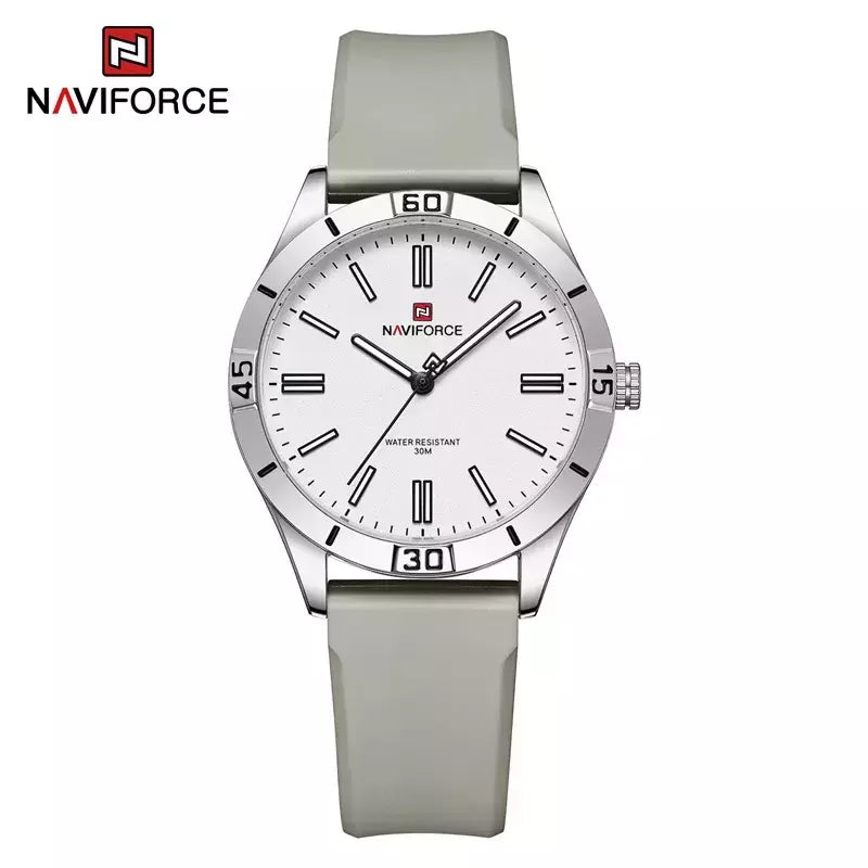 Naviforce relógio de pulso feminino simples, pulseira de silicone impermeável, novo design, moda, para senhoras, 2024