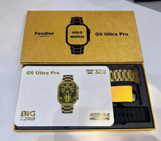G9ultrapro luxo ouro relógio inteligente, 49mm, parafuso real, pressão, freqüência cardíaca, passo, medidor, pulseira