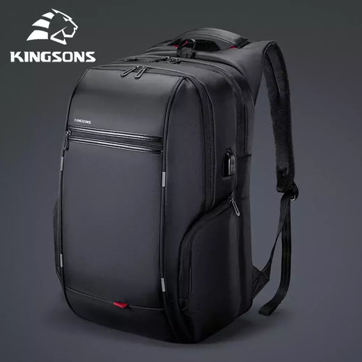 Kingsons bolsa masculina à prova d'água, mochila para laptop de 17 polegadas com carregamento usb externo, mochila antifurto para laptop, multicamadas