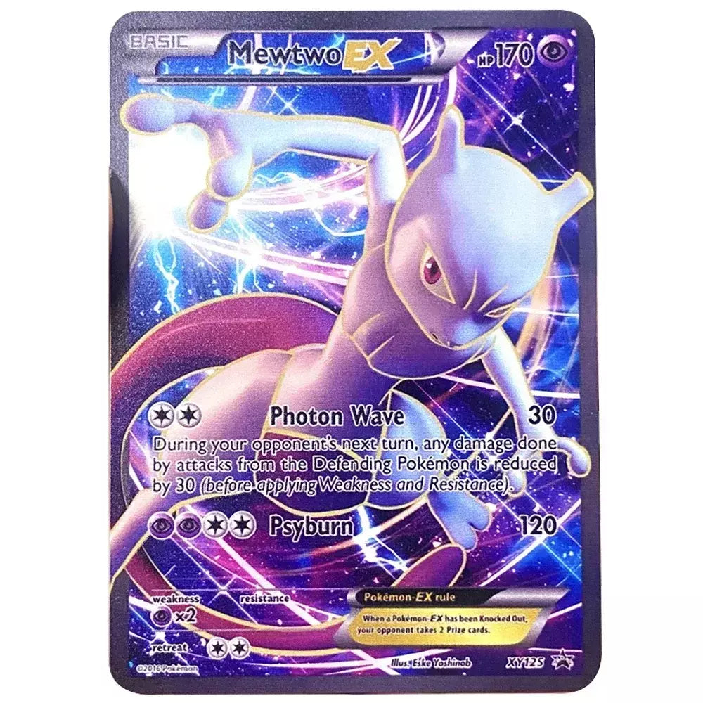 Pokemon English Metal Card Anime Pikachu Charizard Mewtwo Arceus Frog Flower Vmax GX Letters Game Collection Card Kids Toy Gifts