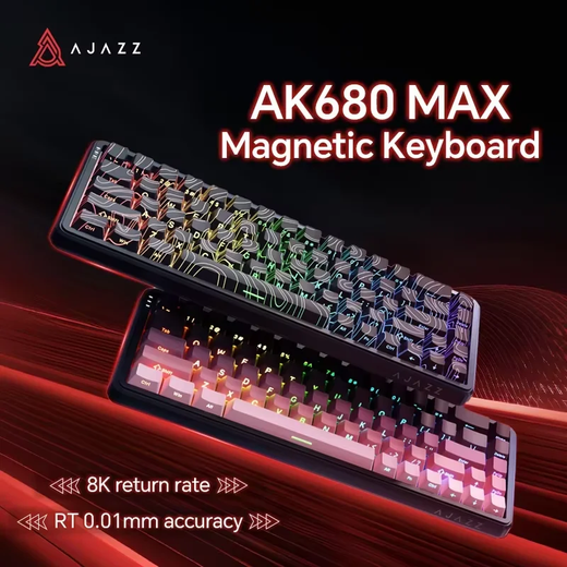 Ajazz ak680 max interruptor magnético teclado mecânico 60% gatilho rápido 0.01mm 8k/1k retorno 68 teclas com fio/sem fio gaming keybaord