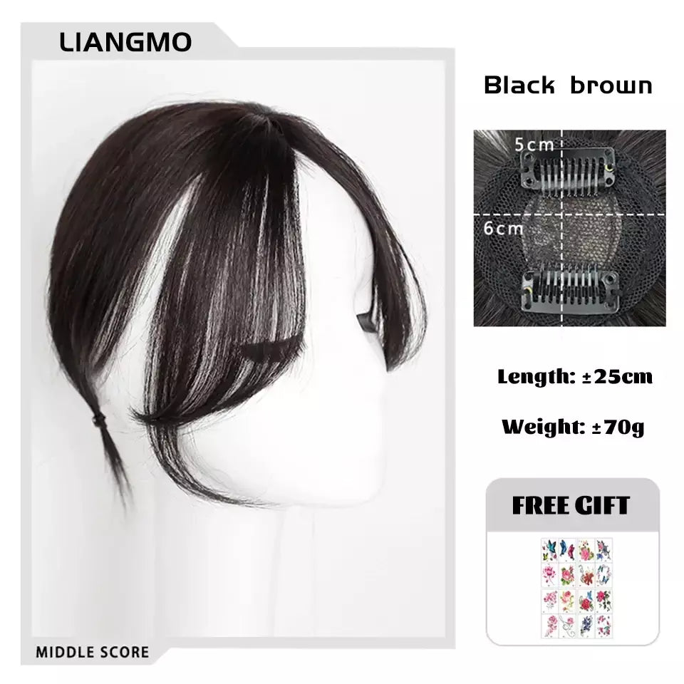 Lm fino 3d ar franja de cabelo em linha reta puro franja clipe em extensões de cabelo topper franja 3d invisível sem costura cabeça peruca de cabelo