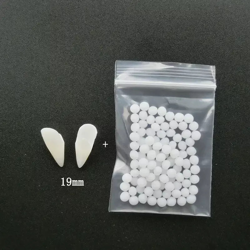 1 par de dentes de vampiro para halloween, presas para dentaduras, adereços para festa, fantasia diy, adereços para cosplay, dentes falsos, presas de resina com cola sólida