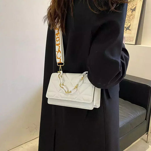 Bolsa de ombro de couro PU feminina, embreagem cruzada casual, bolsas de aba, grande capacidade, moda feminina