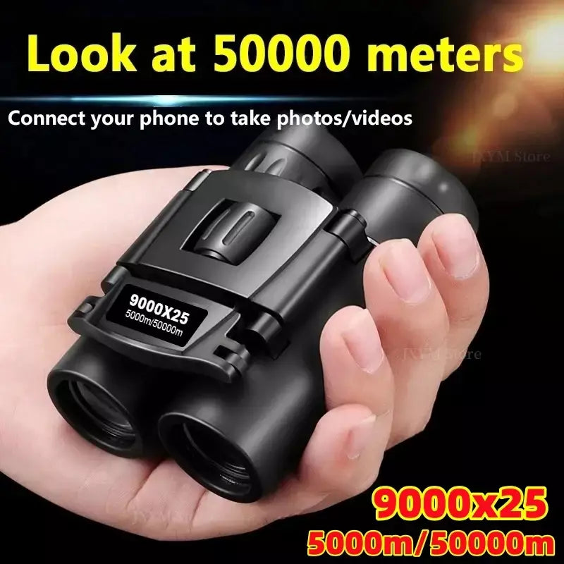 9000x25 hd zoom portátil poderoso binóculos de longo alcance bak4 telescópio jumelles dobrável bak4 binóculos para caça acampamento