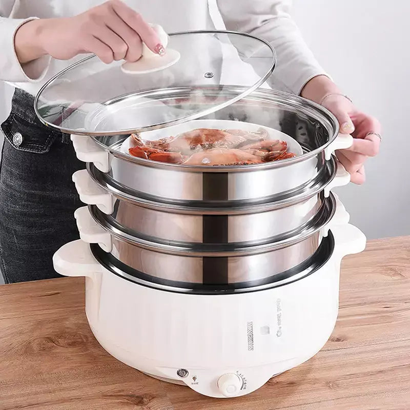 Frigideira elétrica multifuncional, 1.7/3.2/3.7l, antiaderente, fogão lento, grande capacidade, panela quente elétrica, suprimentos de cozinha