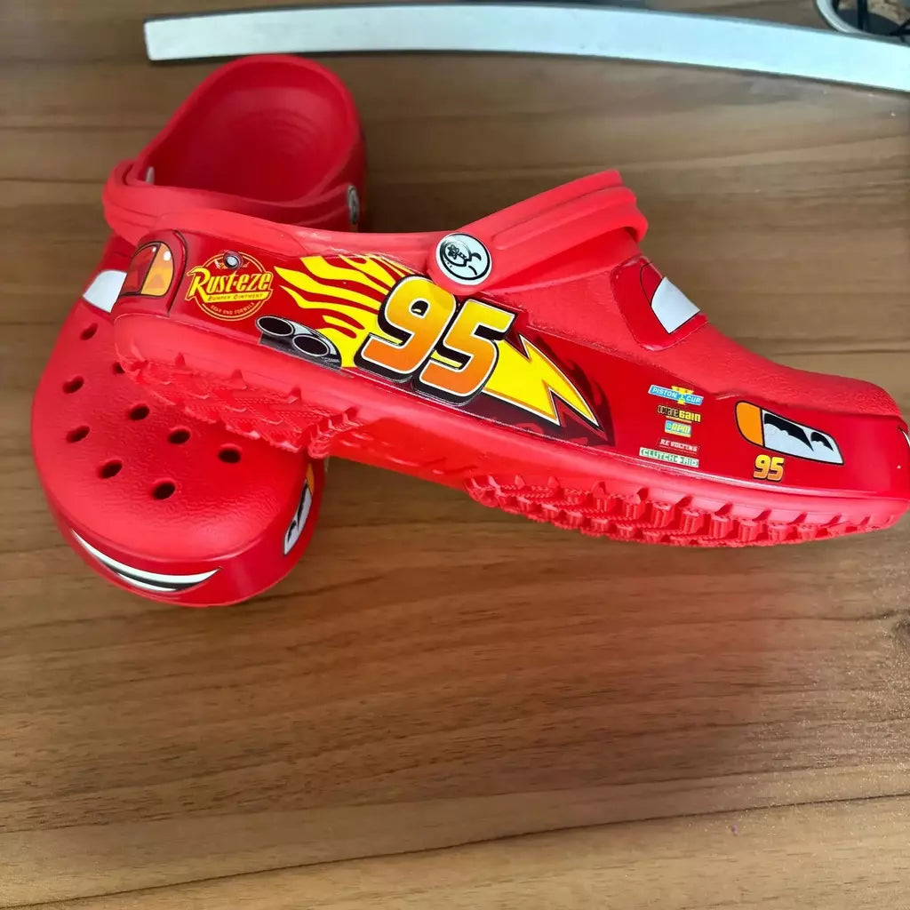 Disney mcqueens pixar dos desenhos animados sólido à prova dwaterproof água chinelos ao ar livre sandálias de areia casual respirável tornozelo-envoltório eva sapatos adultos presentes