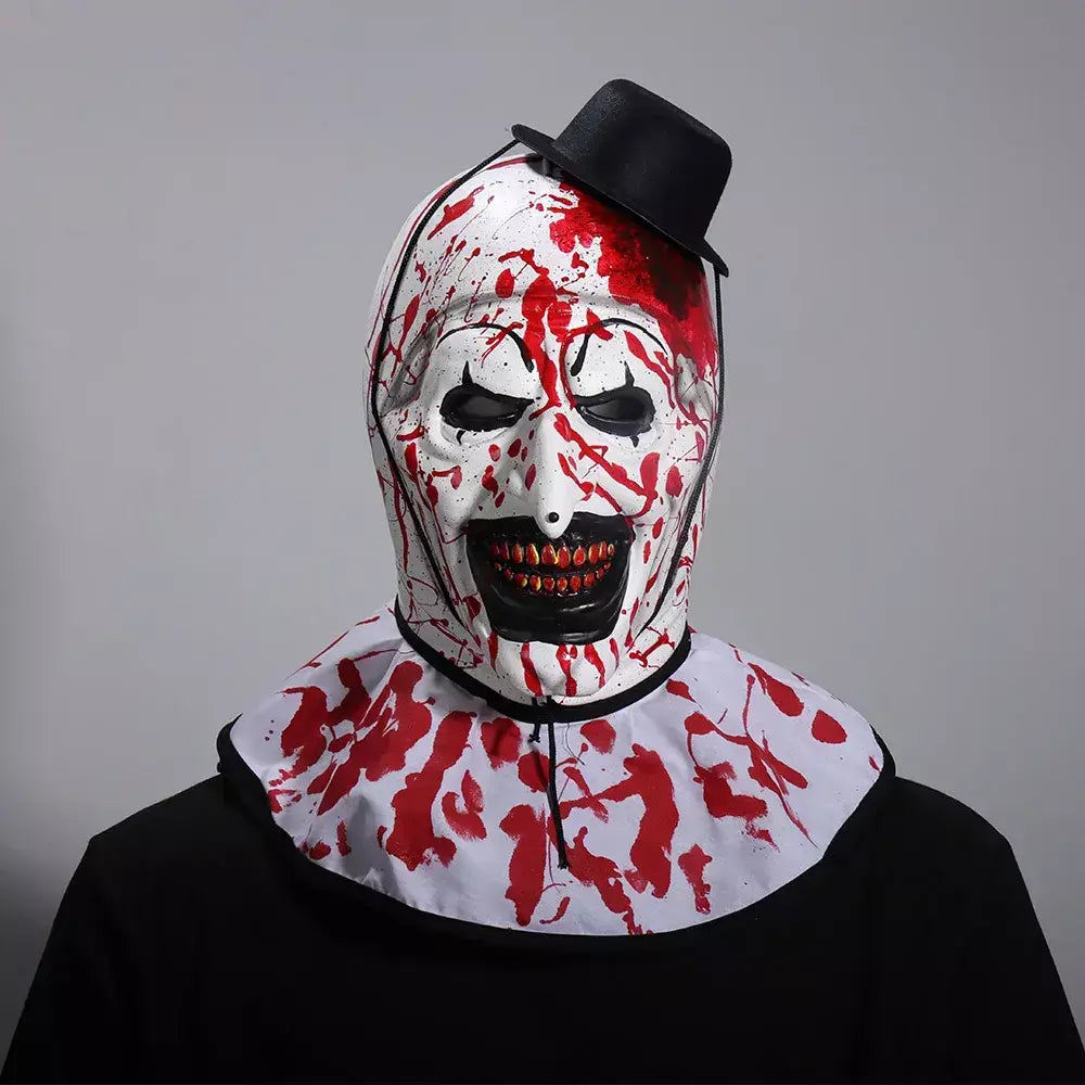 O palhaço Cosplay Máscara, Terror Sangrento Terrifier 3 Arte, Demônio Joker Assassino, Capacete de látex, Festa de Carnaval de Halloween
