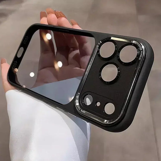Luxo duro acrílico transparente caso para iphone 17 ar 13 14 15 16 17 pro max plus 12 11 lente filme proteção à prova de choque capa