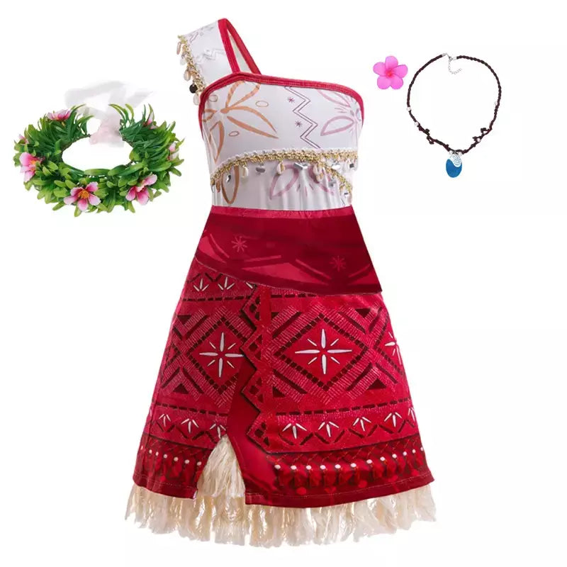 Meninas roupa cosplay traje das crianças festa vestido de princesa verão casual praia vestido colar peruca conjunto vestidos de festa para meninas