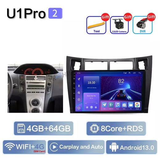 Para toyota yaris 2005 - 2012 multimídia gps autoradio 4g wifi dsp 8 núcleo rádio do carro reprodutor multimídia 8g + 256g unidade principal de navegação