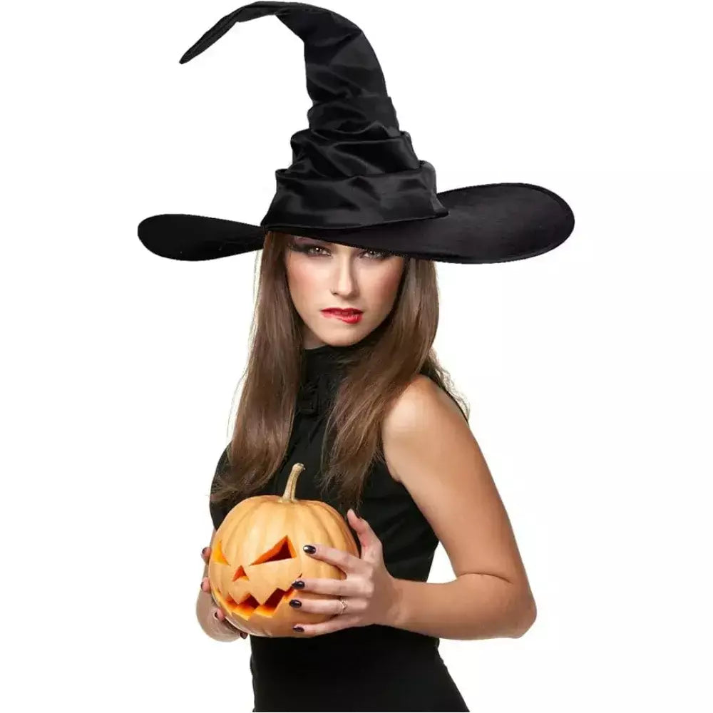 Halloween dobras bruxa feiticeiro chapéu preto festa cosplay traje chapelaria diabo boné adereços traje feminino acessório para festa cosplay