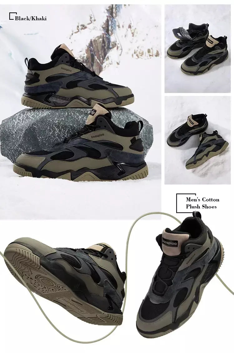 Baasploa inverno homens tênis de couro moda casual à prova dwaterproof água sapatos esportivos para homem de pelúcia quente masculino tênis antiderrapante ao ar livre