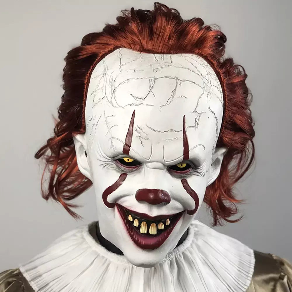 Horror pennywise coringa máscara cosplay assustador assustador demônio mal palhaço assassinos látex capacete halloween carnaval festa traje adereços