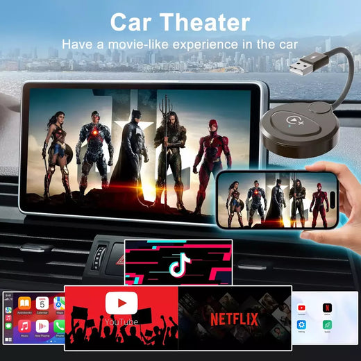 Adaptador sem fio Carplay com Youtube/Netflix/Tiktok, dongle USB Carplay sem fio para Carplay com fio de fábrica para Wireless
