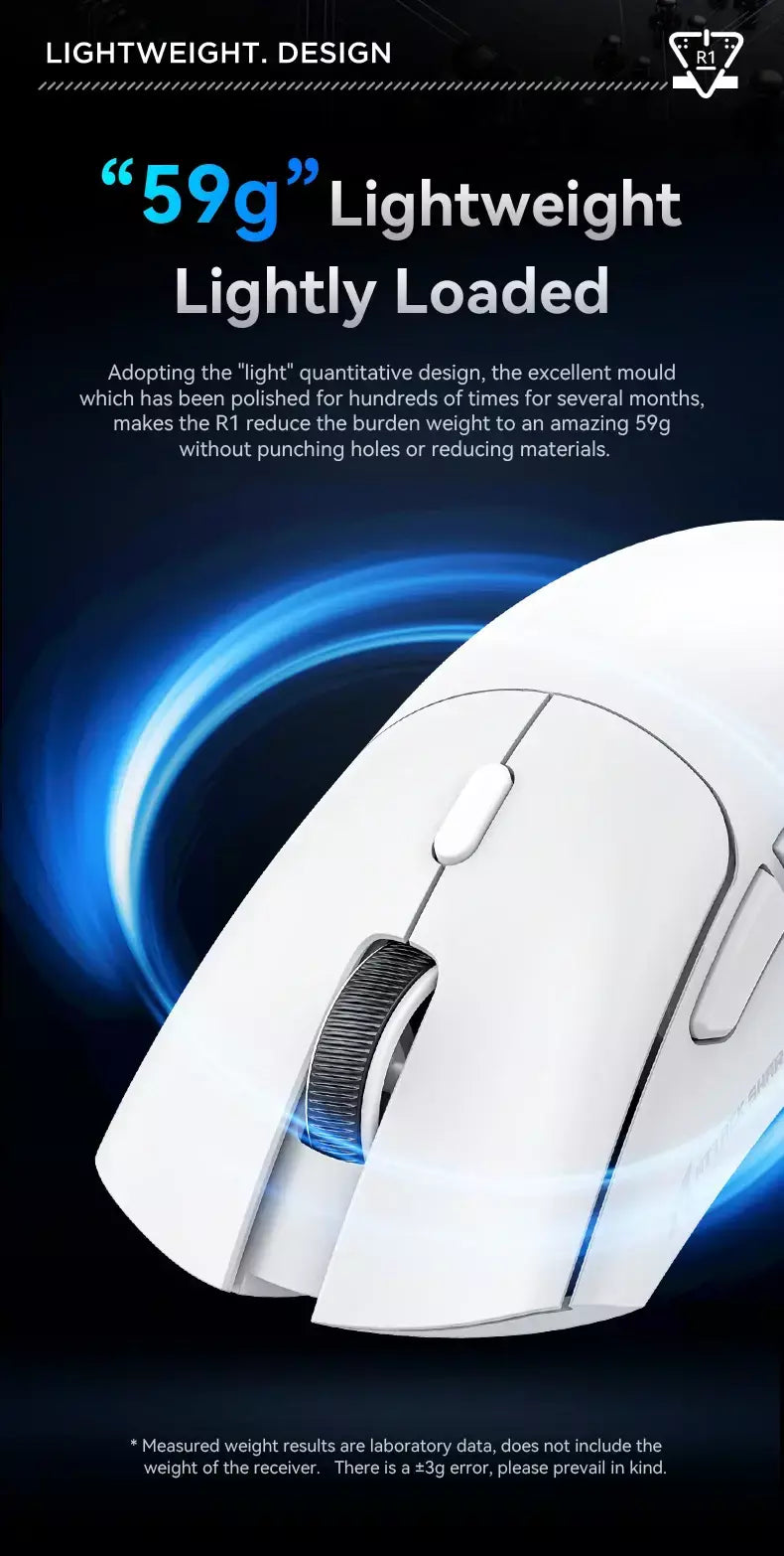 Mouse para jogos Bluetooth sem fio Attack Shark R1 X11, PAW3311, conectividade tri-mode, 59g leve, para PC, laptop e Mac